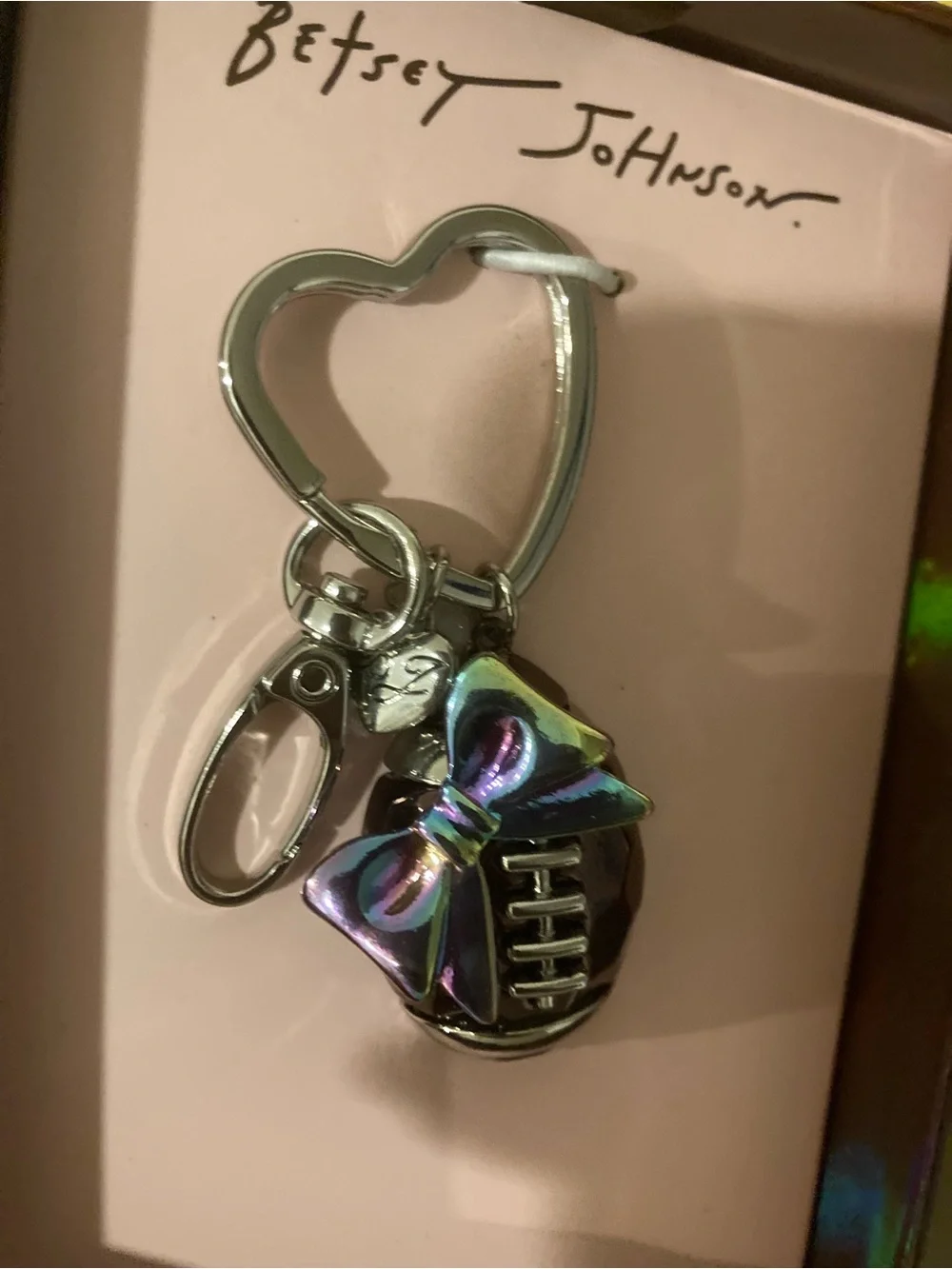 Betsey Johnson Football Keychain Card Holder Charm